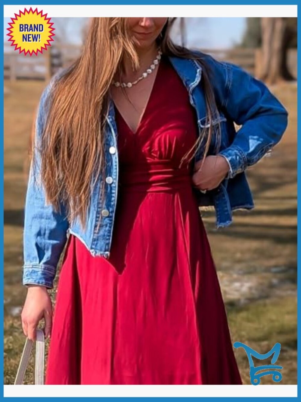 Distressed Frayed Ripped Denim Jacket with Pockets Button Down - Picture 6 of 7